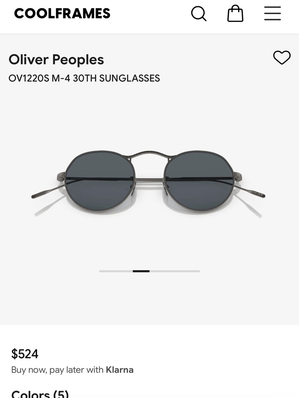 Oliver Peoples Round Metal Sunglasses in Gunmetal and Dark Gray